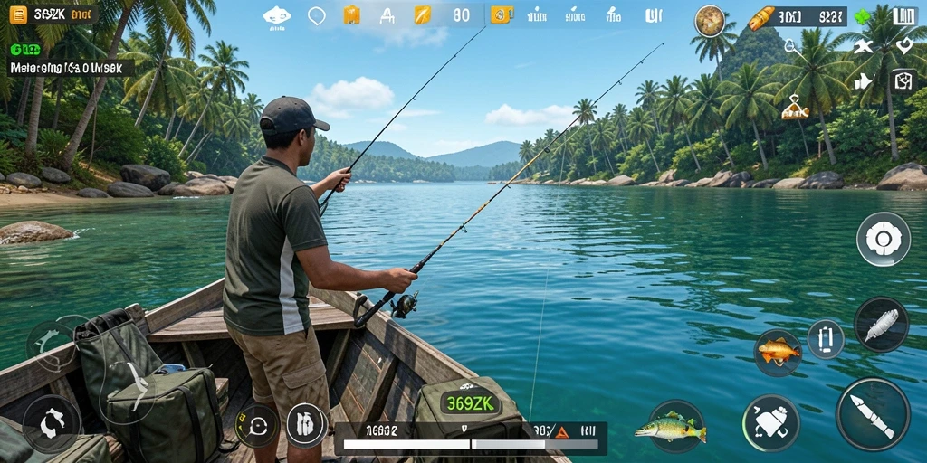 Screenshot menunjukkan gameplay seru memancing di 369ZK.
