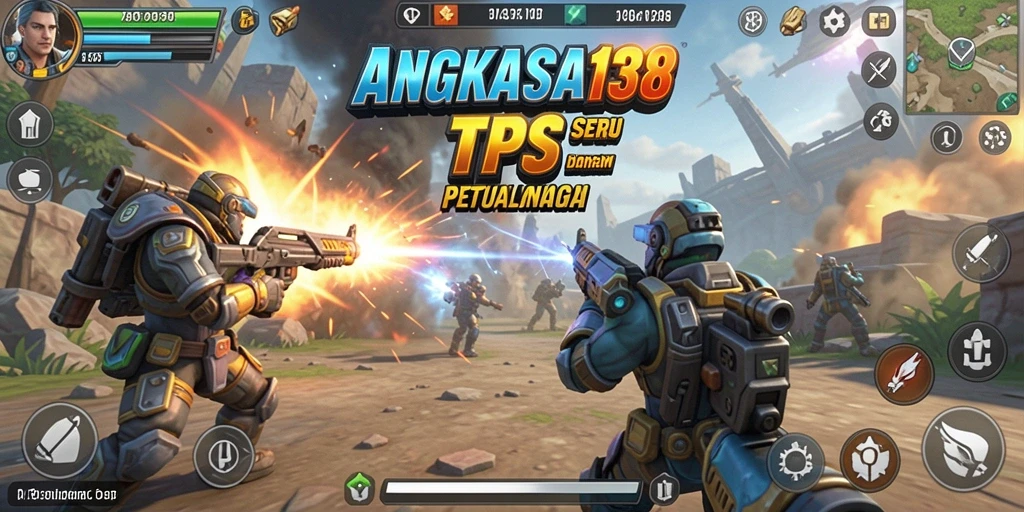 Tampilan gameplay seru dalam ANGKASA138 yang menampilkan aksi TPS.