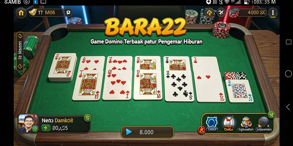 Tampilan menarik dari gameplay dalam BARA22 menunjukkan aksi seru permainan Domino.