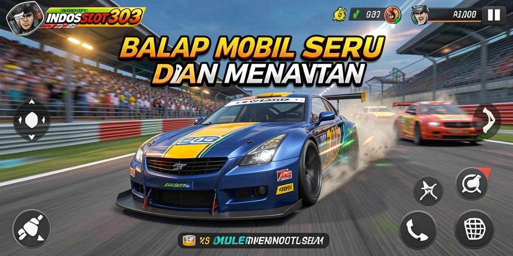 Screenshot menampilkan aksi balapan seru di INDOSLOT303.