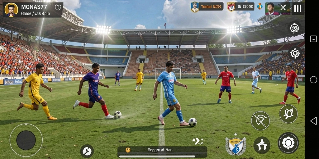Tampilan gameplay <strong>MONAS77</strong> yang menegangkan dalam pertandingan sepak bola.