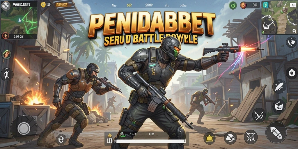Screenshot gameplay PENIDABET menampilkan pertarungan intens di arena Battle Royale.