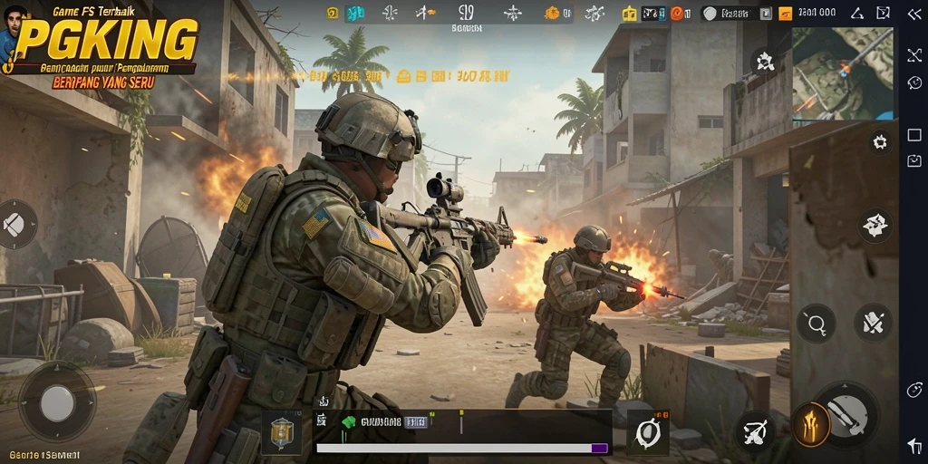 Tampilan gameplay PGKING yang mendebarkan saat berperang di medan tempur.