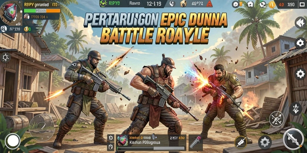 Gameplay RPYYY yang seru dan mendebarkan dalam pertarungan Battle Royale.