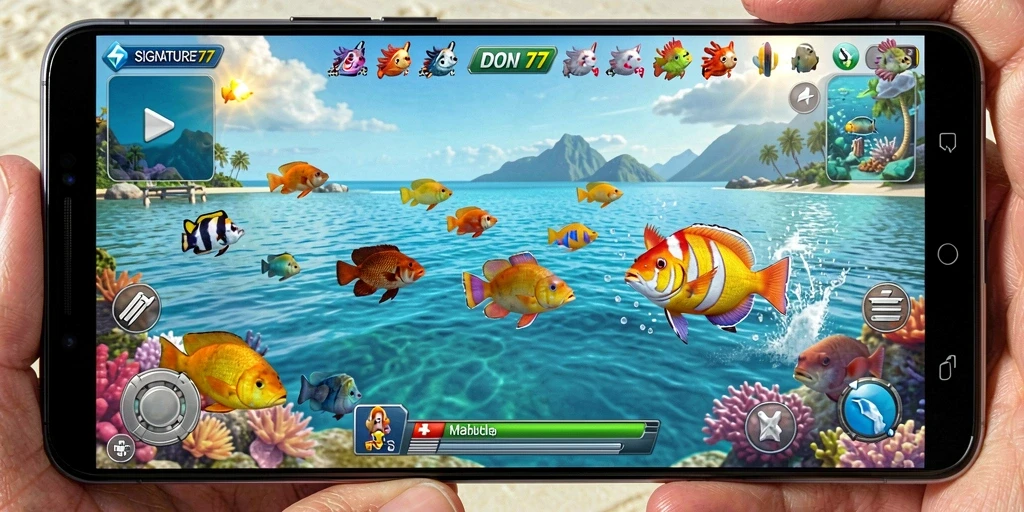 Tangkapan layar utama SIGNATURE77 menampilkan gameplay tembak ikan yang dinamis.