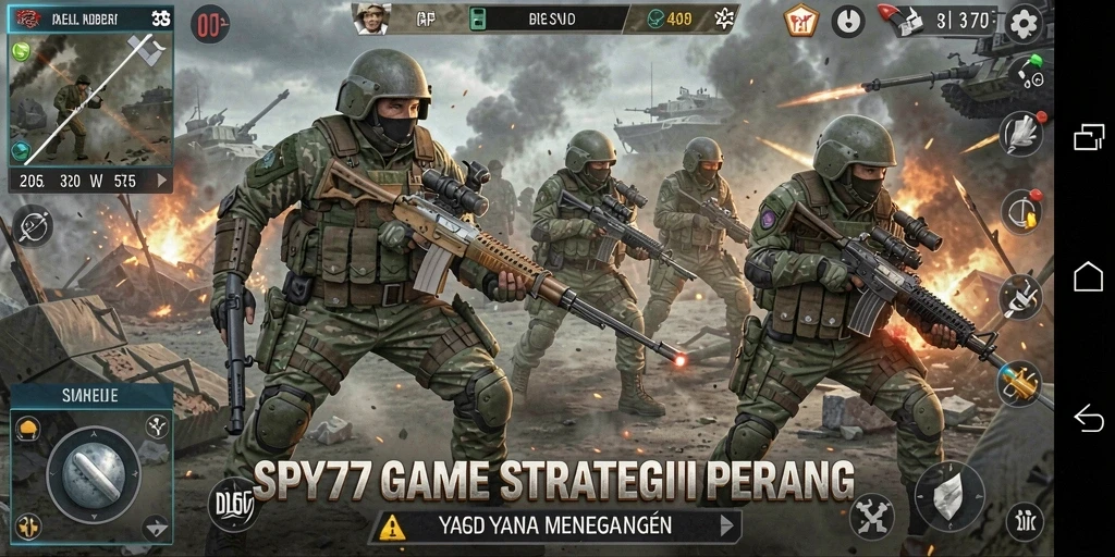 Tampilan strategis pertempuran dalam game SLG SPY77.
