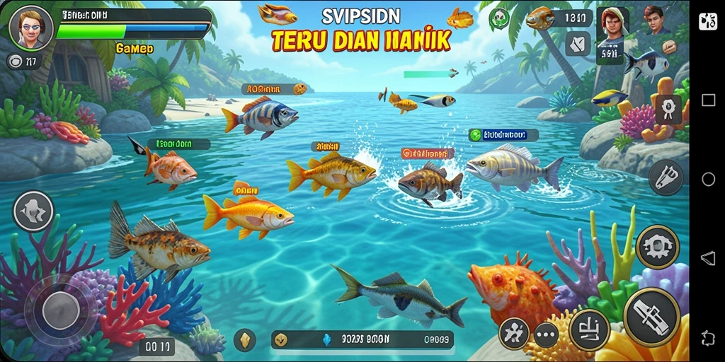 Gameplay seru dalam SVIPSIDN saat menangkap ikan.